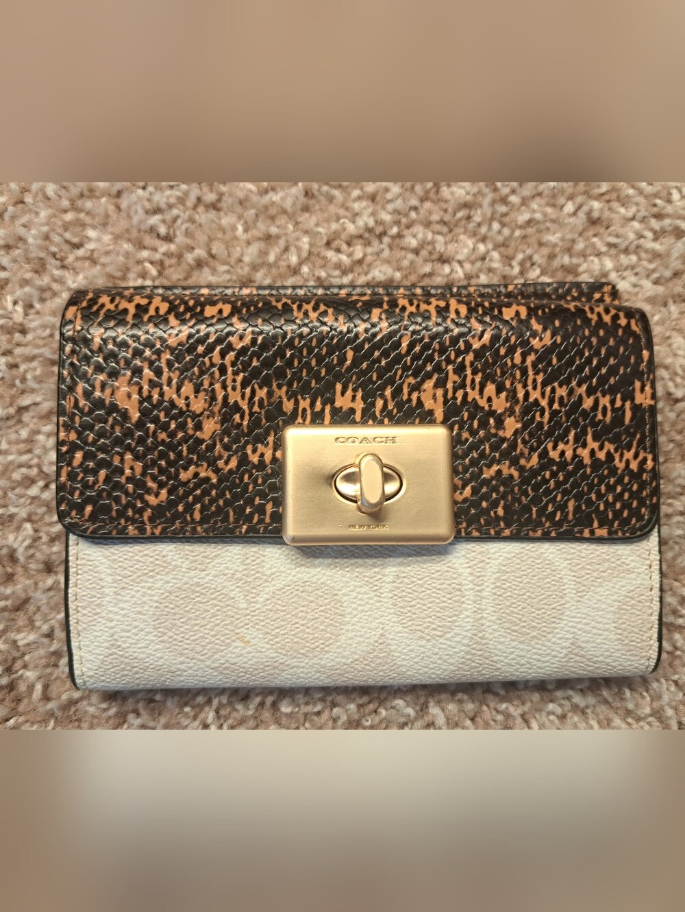COACH Animal & Signature Print Turnlock Wallet